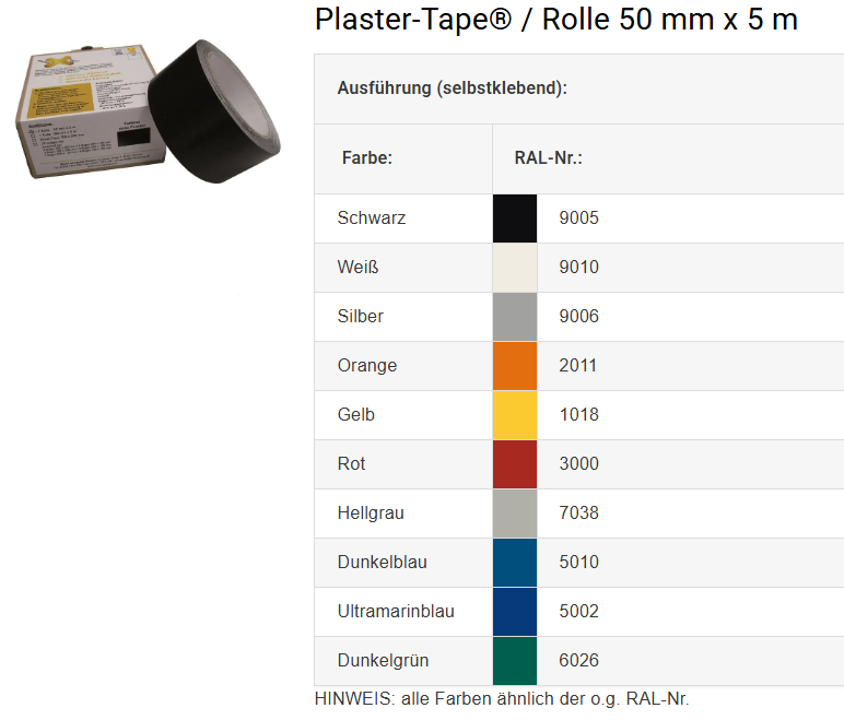 Klebeband Panzer/Plaster-Tape Planenreparatur Rolle 5 m