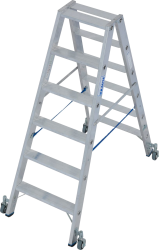 Leiter Stufen-Doppel-Stehleiter 2 x 6, fahrbar