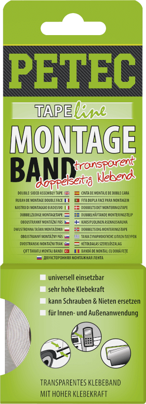Montageband Doppelseitig 2 m transparent