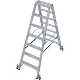 Leiter Stufen-Doppel-Stehleiter 2 x 7, fahrbar