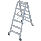 Leiter Stufen-Doppel-Stehleiter 2 x 6, fahrbar