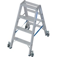 Leiter Stufen-Doppel-Stehleiter 2 x 4, fahrbar