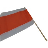 Warnflagge  rot / weiß mit Holzstiel